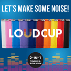 Loud Cup 23 oz Tumbler + Stadium Horn with Slide-Close Lid (Royal Purple) - Double-WallCup Reusable Water Bottle Coffee Travel Mug - Worlds Loudest Cup for Game Day