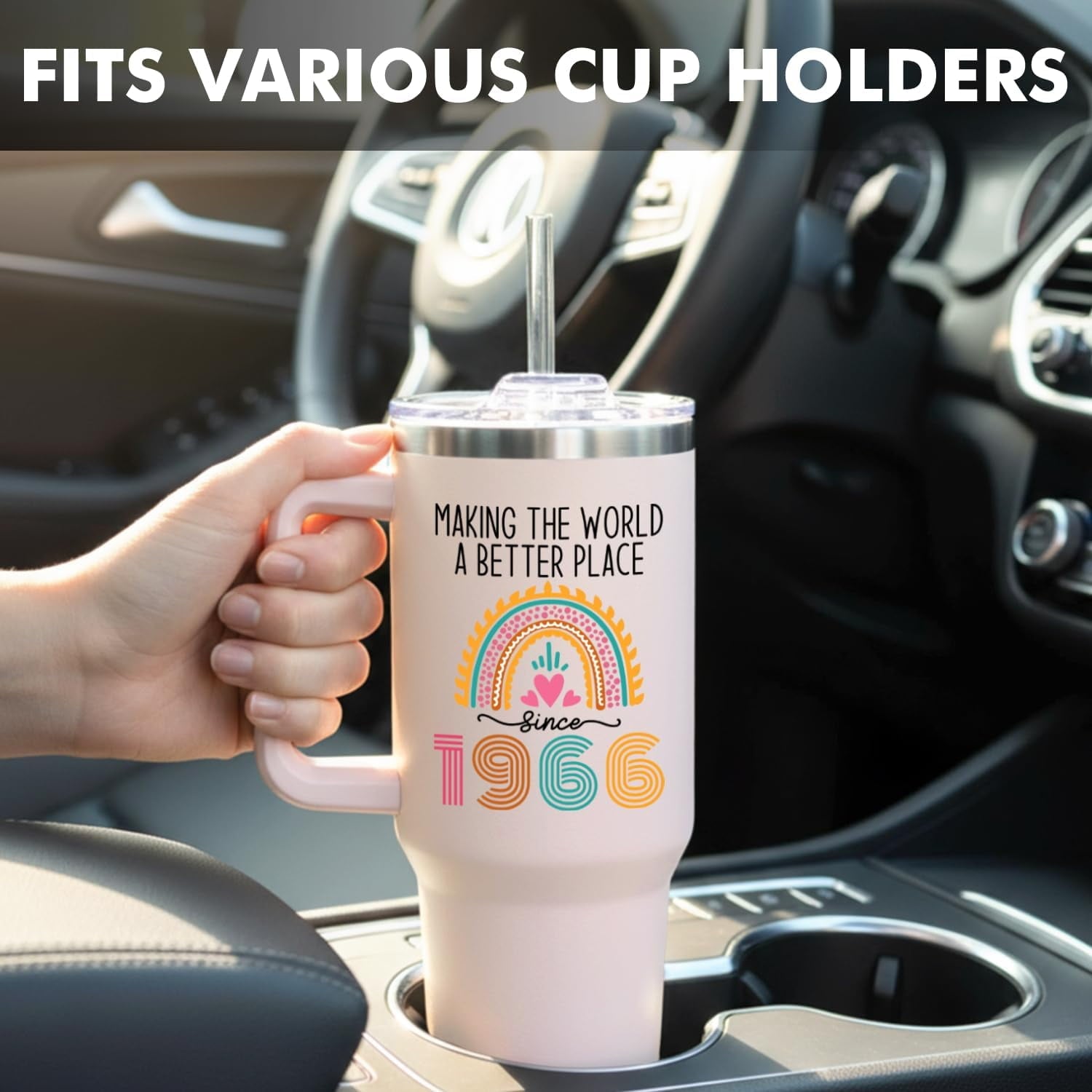 60th Birthday Gifts for Women Her, 1966 60th Birthday Decorations for Woman, Turning 60 Year Old Gifts For Women Mom Wife Grandma, 60 th Birthday Ideas, 40oz Tumbler Cup