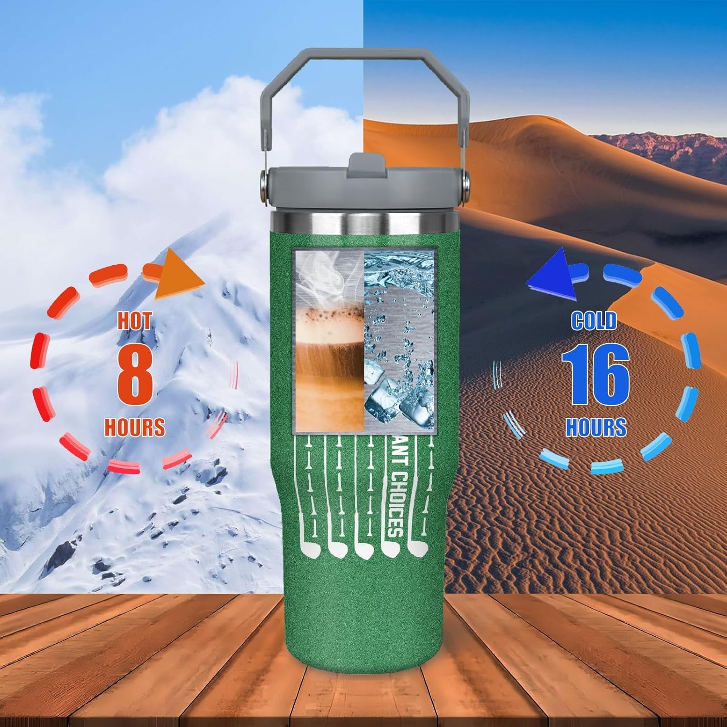 Golf Gifts For Men Women Golfers 30Oz Green Golf Tumbler With Handle 30 OZ Golf Travel Coffee Mug Water Bottle Stainless Steel Vacuum Insulated, Golf Stuff Gifts For Golfer