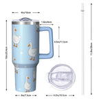 1pc Goose 40oz Tumbler with Straw & Handle - Insulated Stainless Steel Cup | Holiday Gift for Man Women (Christmas, Valentine's, Birthday)