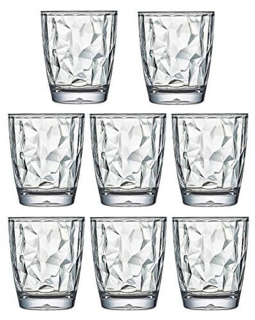 10 Oz Premium Unbreakable Drinking Glasses Dishwasher Safe BPA Free Acrylic Tumblers (Clear)