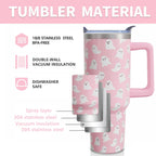 40 Oz Tumbler with Handle and Straw, Cute Stainless Steel Double Walled Vacuum Insulated Cup, Holiday Gifts for Women Girls