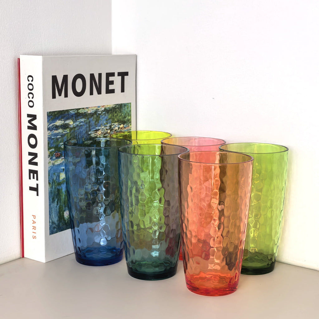 Yalilong 20-Ounce Plastic Tumbler Acrylic Drinking Glasses, Reusable Plastic Cups, Stackable, BPA-Free, Shatter Proof, Dishwasher Safe, Set of 6 (Multicolor)