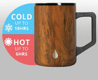 Elemental Summit Insulated Coffee Mug with Lid & Handle, Insulated Vacuum Camp Coffee Cup, Triple Wall Stainless Steel Travel Mug, Hot and Cold Thermal Coffee Tumbler, 16oz - Teakwood