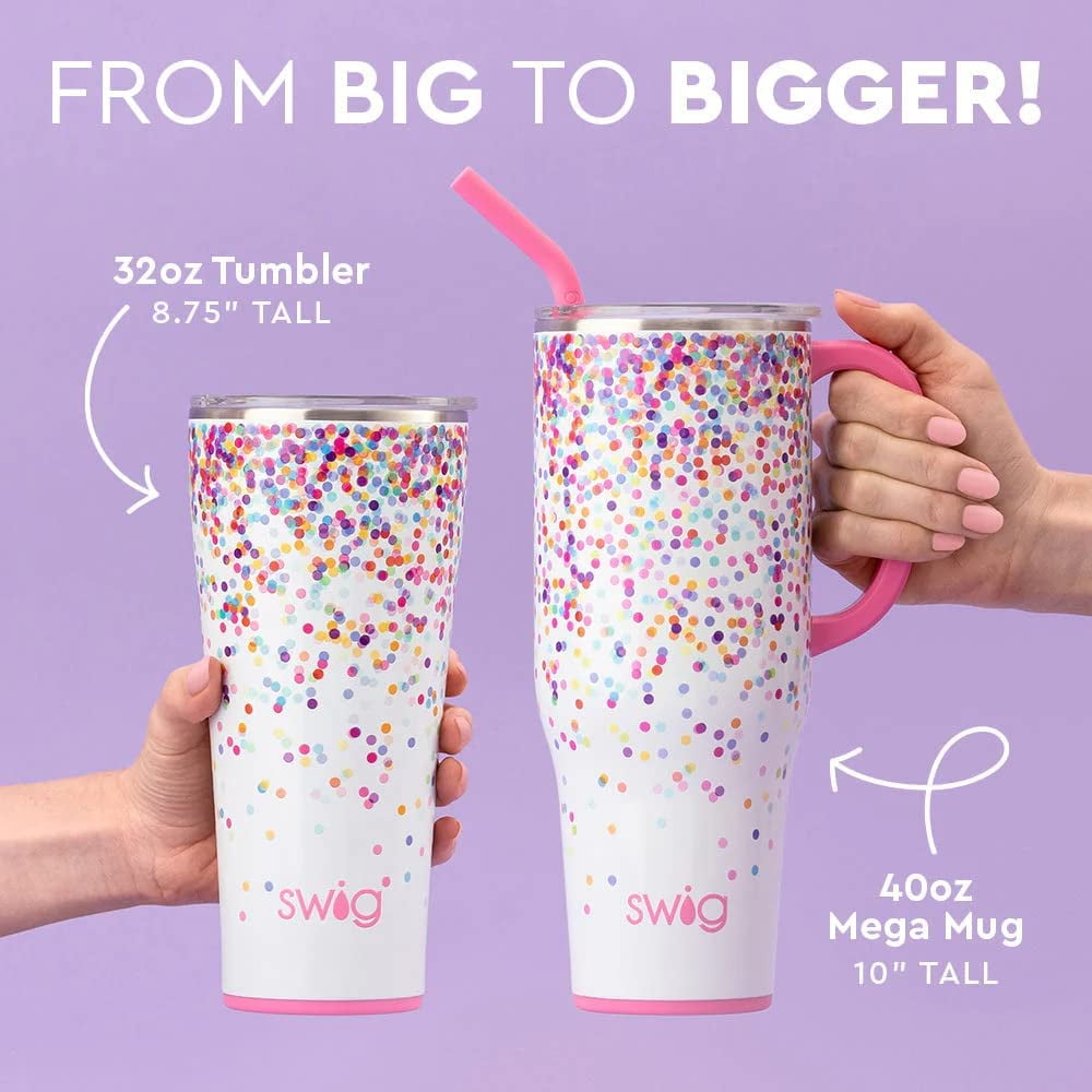 Swig Life 40oz Mega Mug | Insulated Stainless Steel Tumbler with Handle | Over The Rainbow