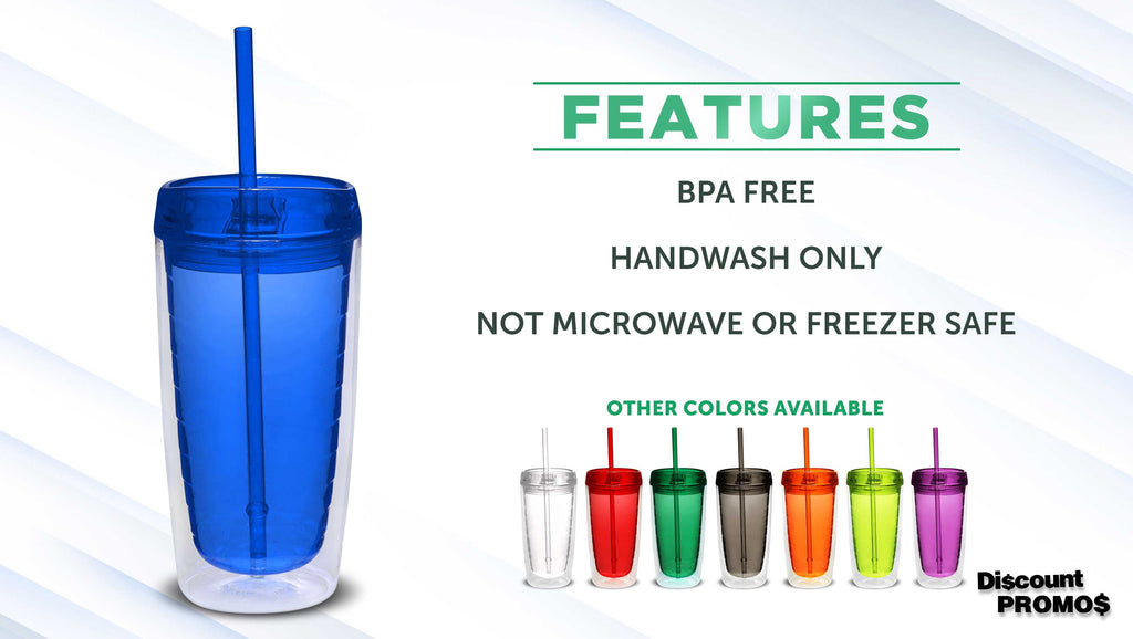 Double Wall Acrylic Tumblers 16 oz. Set of 10, Bulk Pack - BPA Free, Perfect for Iced Coffee, Soda, Other Hot & Cold Beverages - Blue