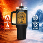 Liber Tea Tumbler 40oz with Handle and Straw, Patriotic Tea Vacuum Insulated Travel Gaming Cup, Gamer Gifts for Father''s Day - Cool Birthday Present for Him, Men & Daddy