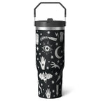 Herobuddy™ 1pc Halloween Skull 30oz Tumbler with Straw & Handle - Insulated - Reusable Stainless Steel Cup