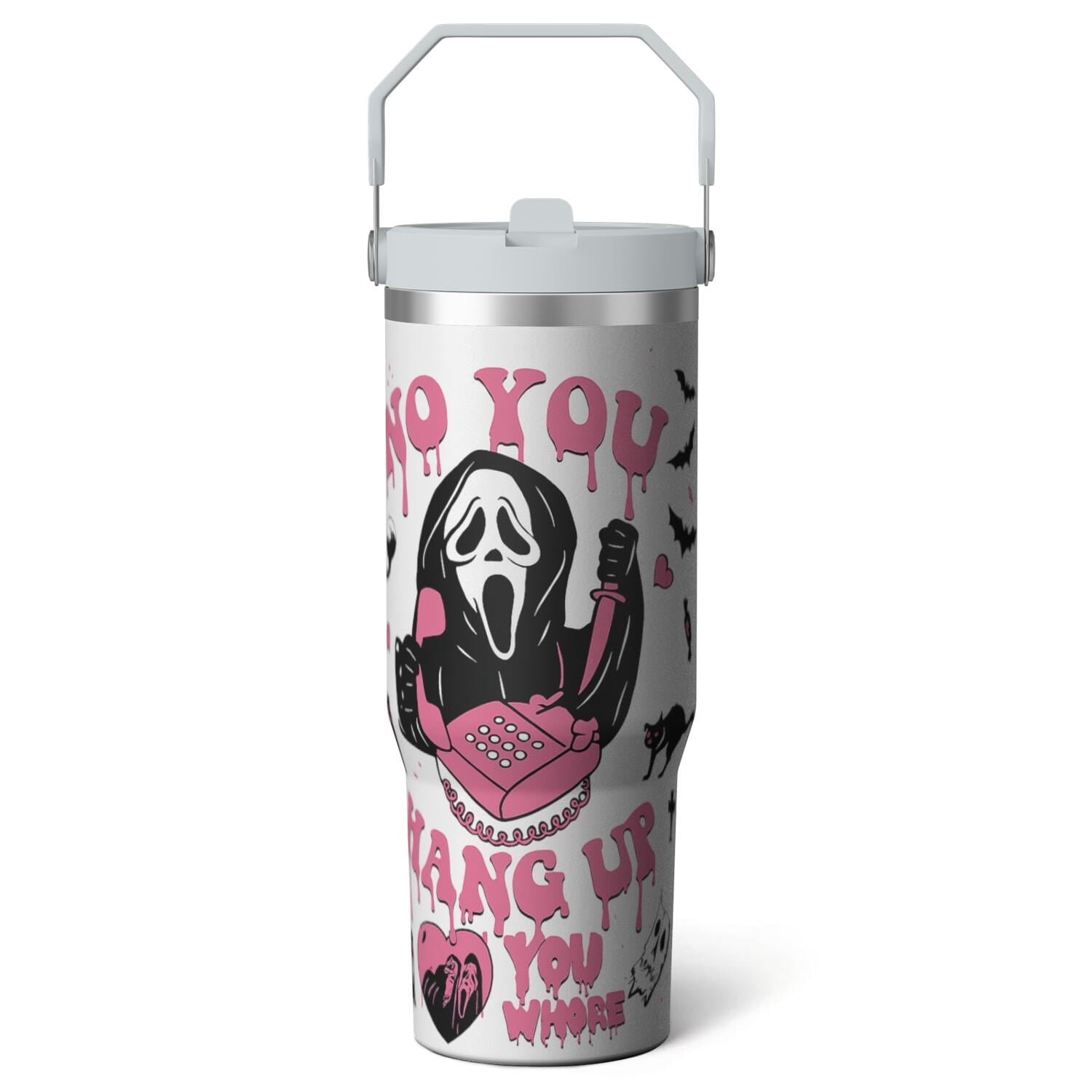 Herobuddy™ 1pc Halloween Bat 30oz Tumbler with Straw & Handle - Insulated - Reusable Stainless Steel Cup