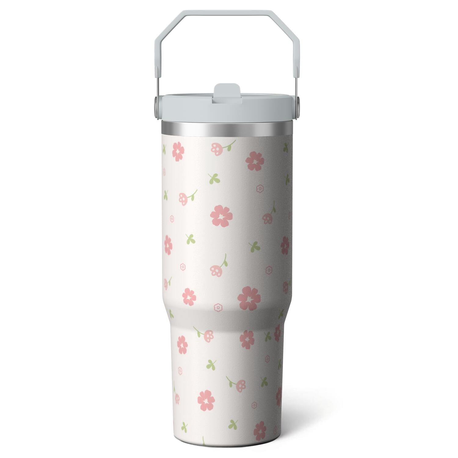 Herobuddy™ 1pc Blue bow 30oz Tumbler with Straw & Handle - Insulated - Reusable Stainless Steel Cup