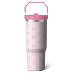 Herobuddy™ 1pc Blue bow 30oz Tumbler with Straw & Handle - Insulated - Reusable Stainless Steel Cup