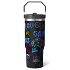 Herobuddy™ 1pc Halloween Skull 30oz Tumbler with Straw & Handle - Insulated - Reusable Stainless Steel Cup