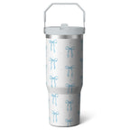 1pc Blue bow 30oz Tumbler with Straw & Handle - Insulated Stainless Steel Cup | Holiday Gift for Man Women (Christmas, Valentine's, Birthday)