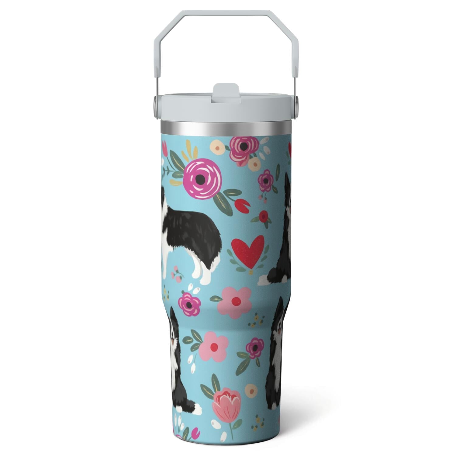 Herobuddy™ 1pc shark 30oz Tumbler with Straw & Handle - Insulated Stainless - Reusable Stainless Steel Cup