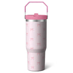 Herobuddy™ 1pc Pink Leopard Print 30oz Tumbler with Straw & Handle - Reusable Stainless Steel Cup