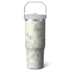 Herobuddy™ 1pc Blue bow 30oz Tumbler with Straw & Handle - Insulated - Reusable Stainless Steel Cup