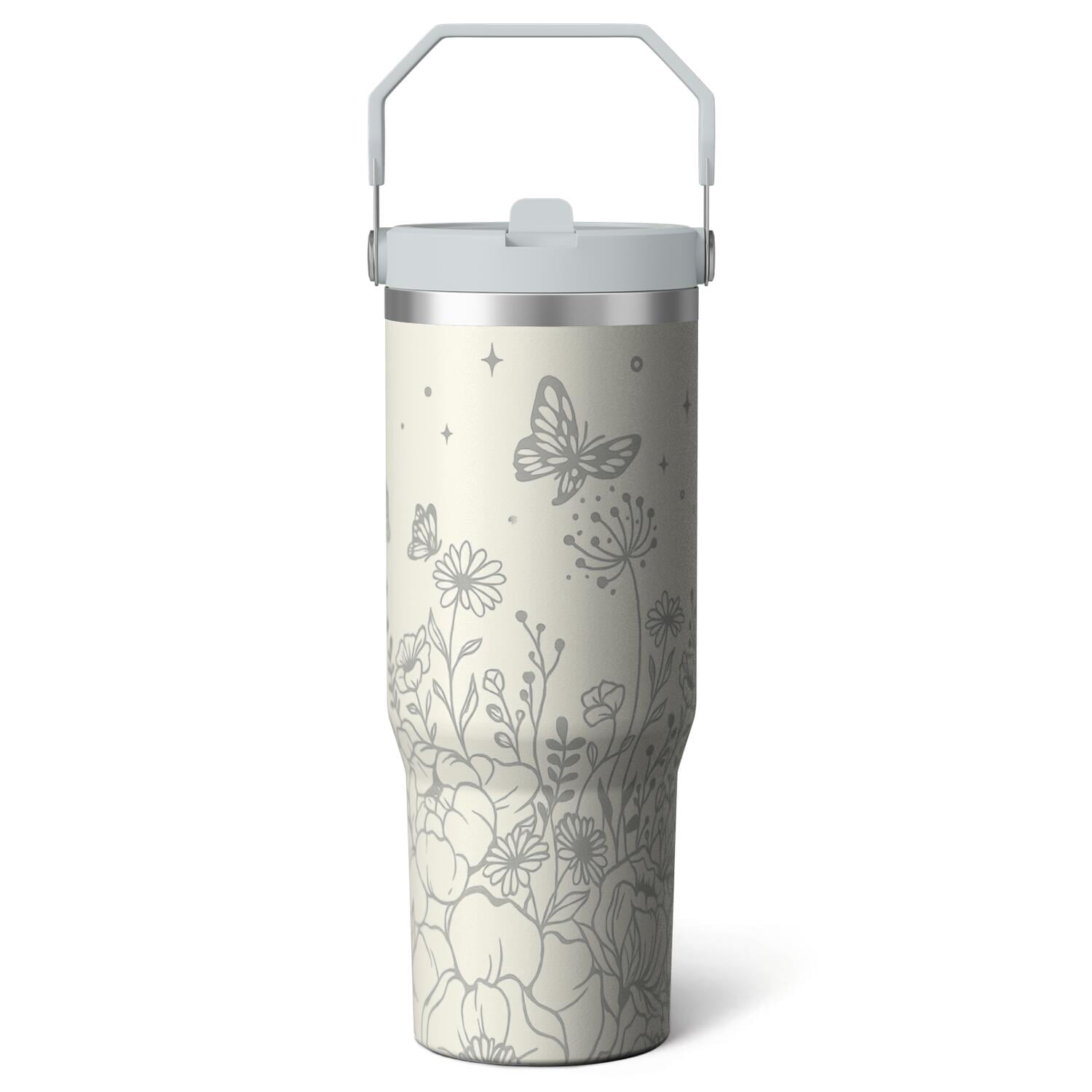 Herobuddy™ 1pc Blue bow 30oz Tumbler with Straw & Handle - Insulated - Reusable Stainless Steel Cup