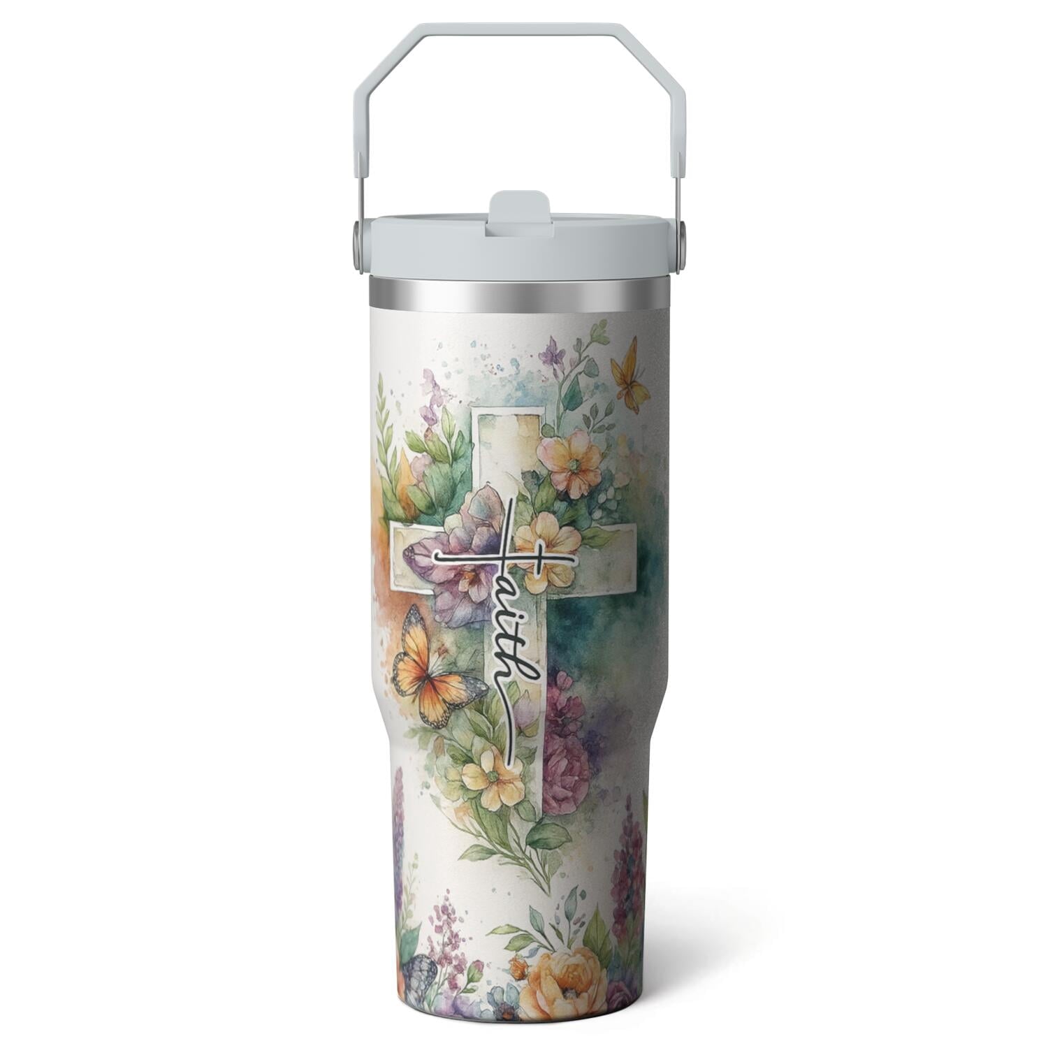 Herobuddy™ 1pc Black and white grid 30oz Tumbler with Straw & Handle - Reusable Stainless Steel Cup