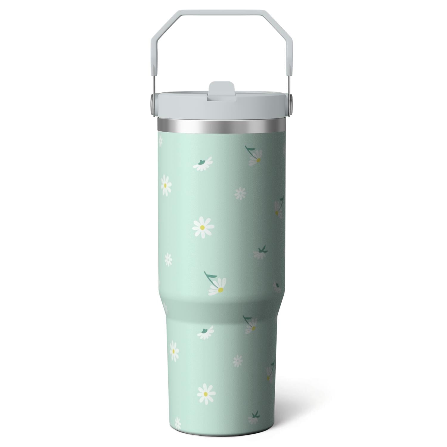 Herobuddy™ 1pc Black and white grid 30oz Tumbler with Straw & Handle - Reusable Stainless Steel Cup