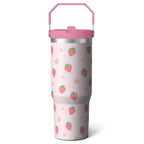 Herobuddy™ 1pc Black and white grid 30oz Tumbler with Straw & Handle - Reusable Stainless Steel Cup