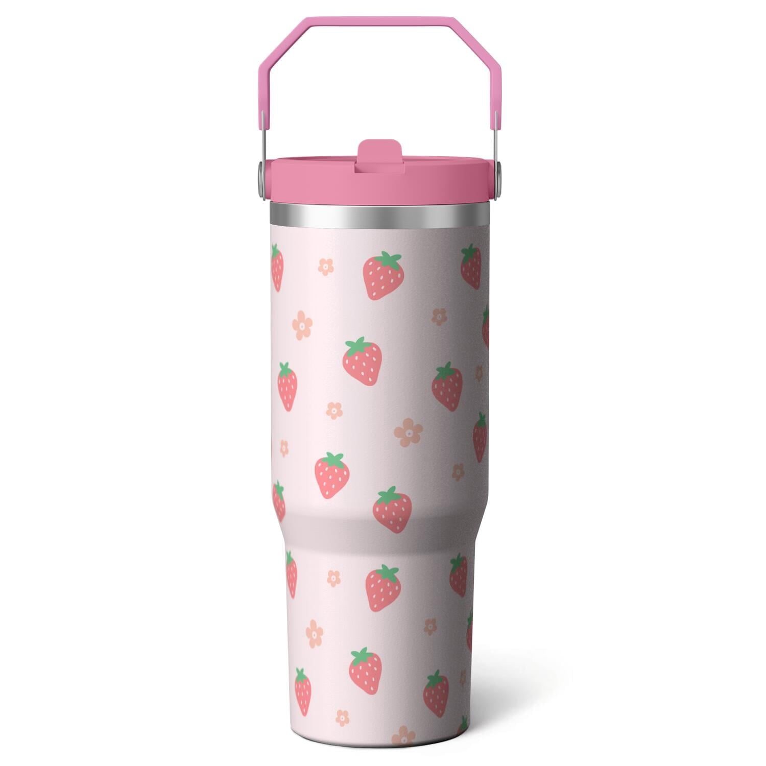 Herobuddy™ 1pc Black and white grid 30oz Tumbler with Straw & Handle - Reusable Stainless Steel Cup