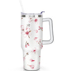 Herobuddy™ 1pc cherry 40oz Tumbler with Straw & Handle - Insulated Stainless - Reusable Stainless Steel Cup