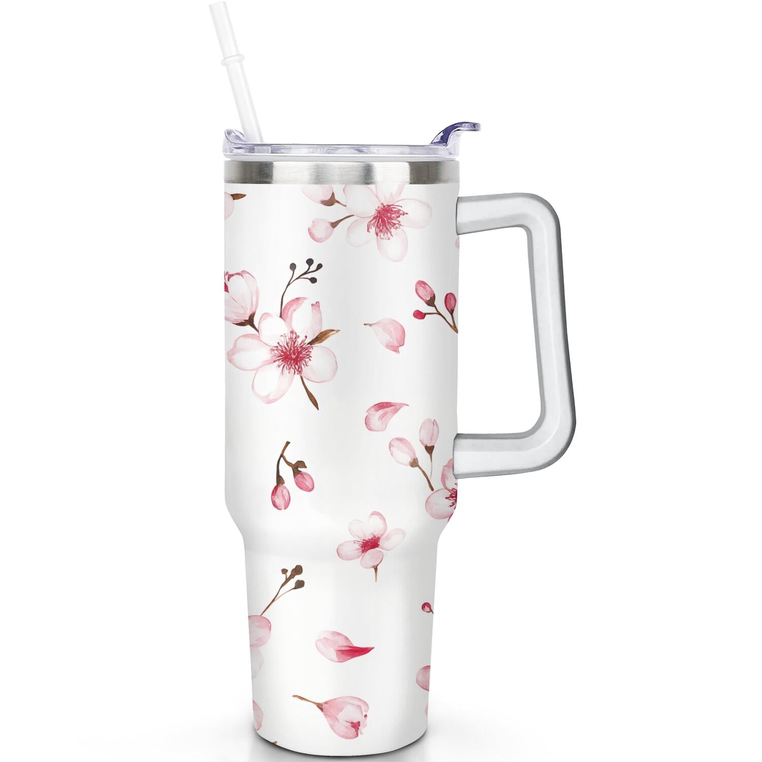 Herobuddy™ 1pc cherry 40oz Tumbler with Straw & Handle - Insulated Stainless - Reusable Stainless Steel Cup
