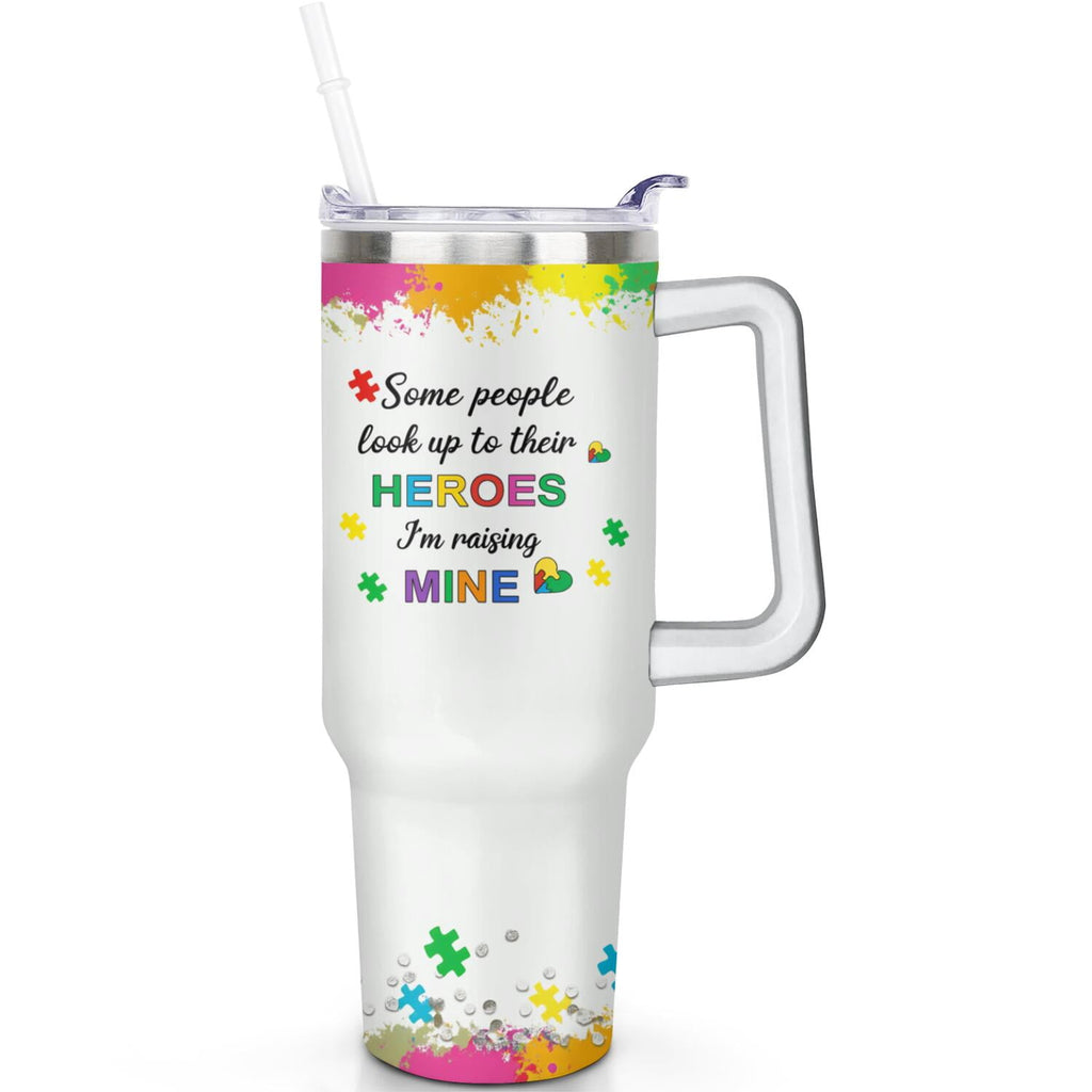 Herobuddy™ 1pc cherry 40oz Tumbler with Straw & Handle - Insulated Stainless - Reusable Stainless Steel Cup