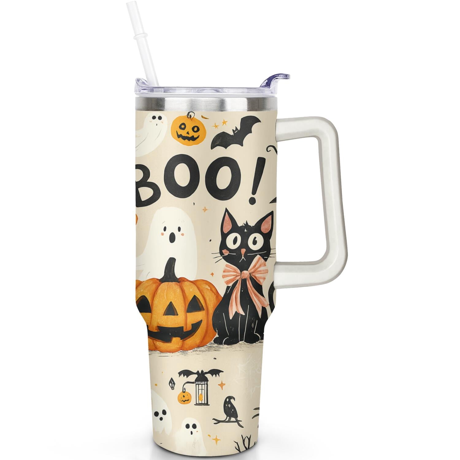Herobuddy™ 1pc Sunflower 40oz Tumbler with Straw & Handle - Insulated Stainless - Reusable Stainless Steel Cup