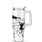Herobuddy™ 1pc Sunflower 40oz Tumbler with Straw & Handle - Insulated Stainless - Reusable Stainless Steel Cup