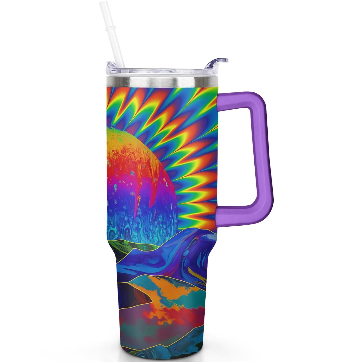 Herobuddy™ 1pc Paw prints 40oz Tumbler with Straw & Handle - Insulated - Reusable Stainless Steel Cup