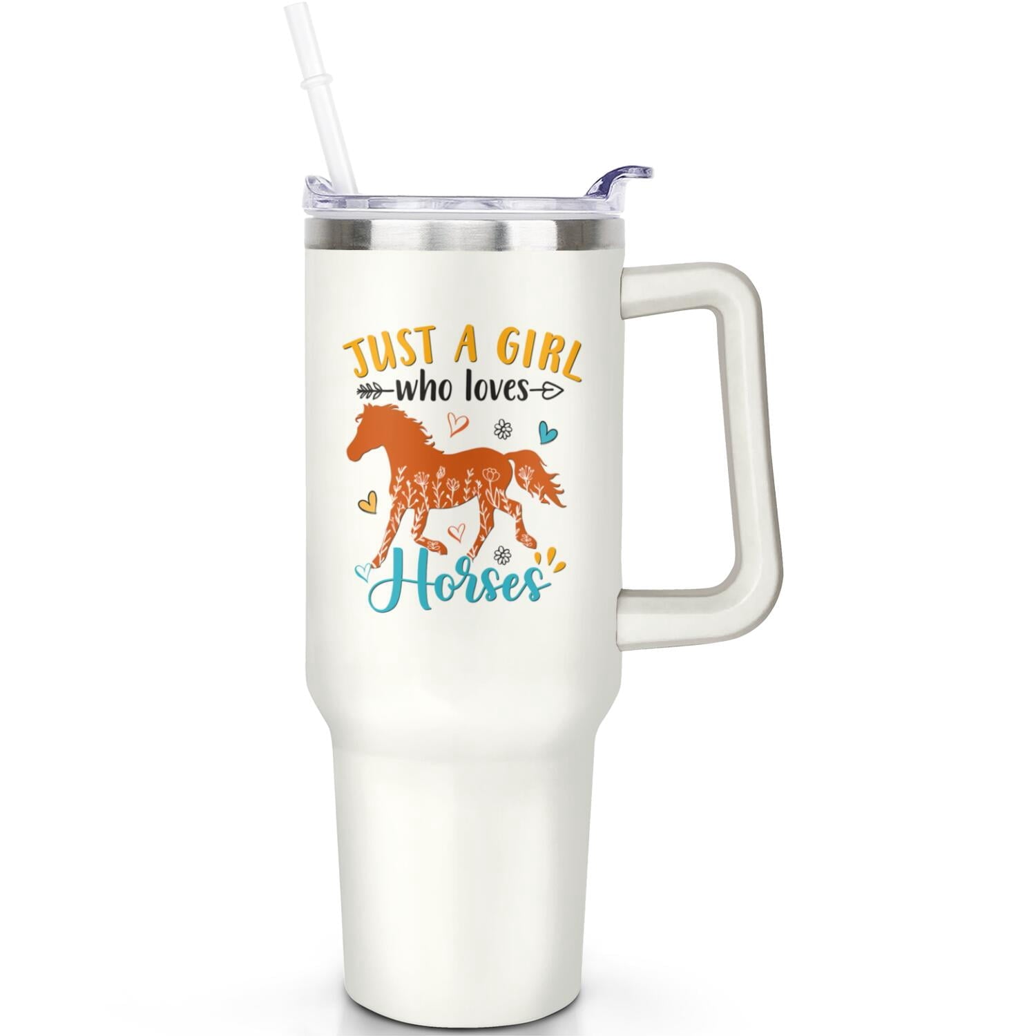 Herobuddy™ 1pc daisy 40oz Tumbler with Straw & Handle - Insulated Stainless - Reusable Stainless Steel Cup