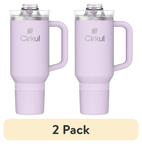 (2 pack) Cirkul 40oz All-Day StrawSip Double-Wall Insulated Stainless Steel Tumbler with Handle, Lilac (Light Purple)