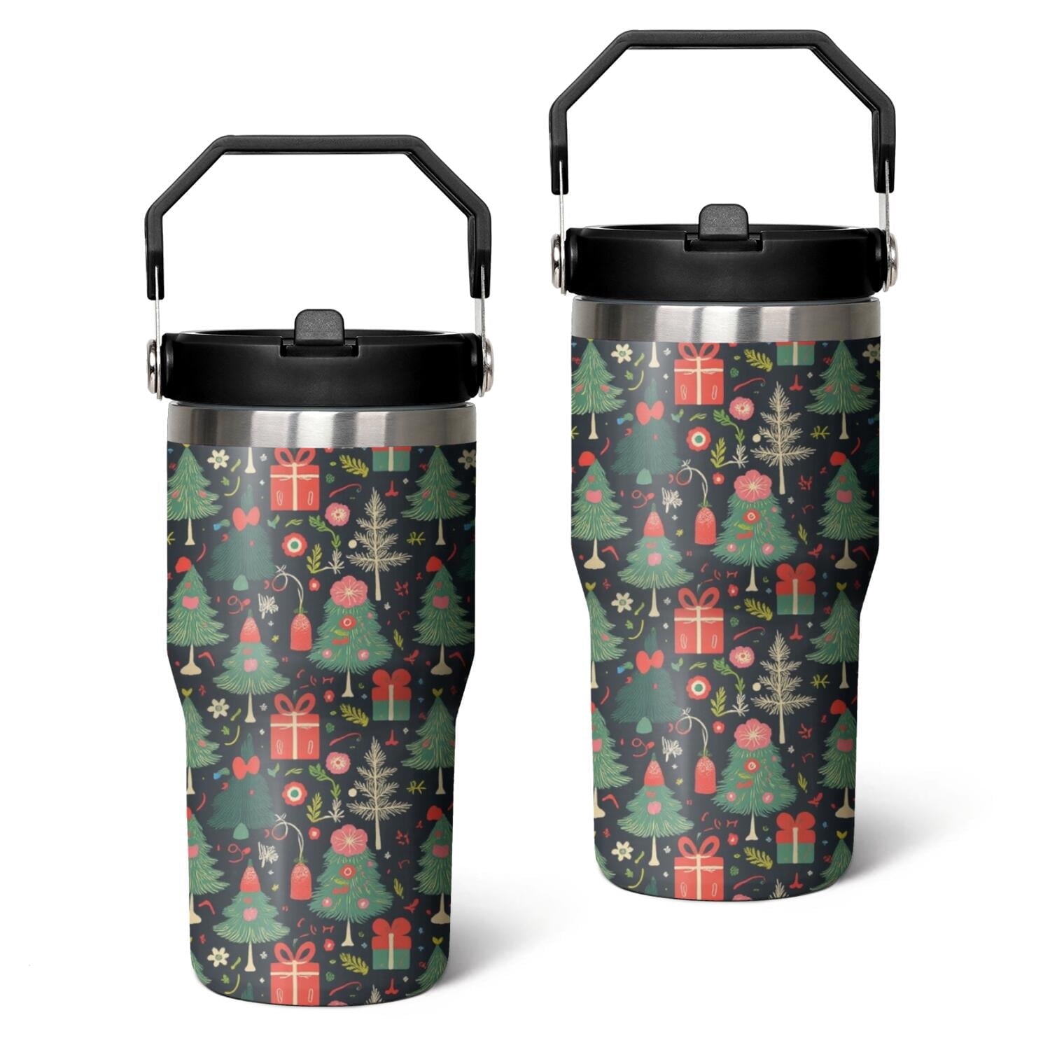 Herobuddy™ 20 Oz Tumbler Christmas Tree Gift Tumbler with Lid and Straw - Reusable Stainless Steel Cup