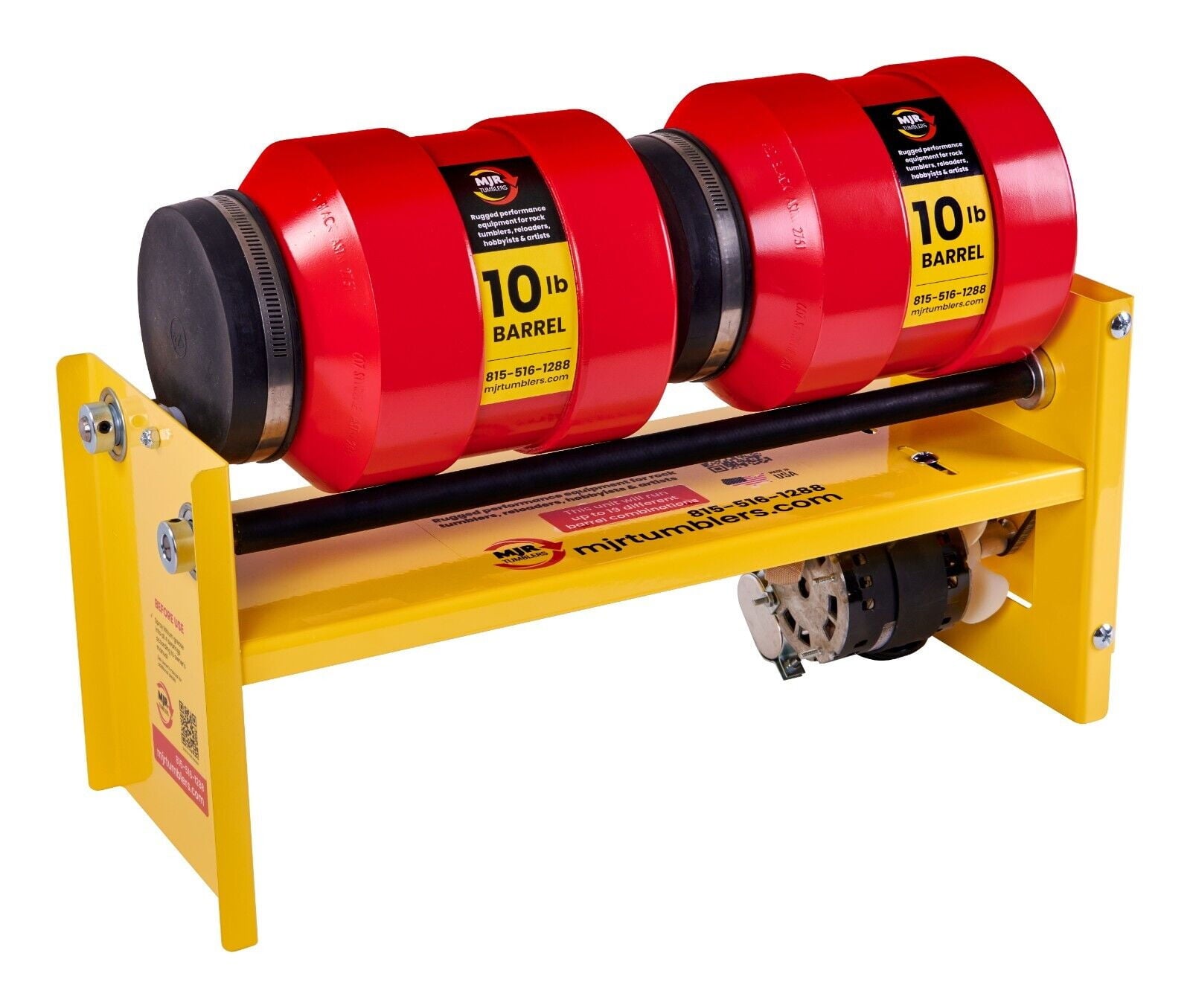 20lb, Double 10lb Barrel, Large Base Rotary Rock Tumbler MJR TUMBLERS Winner Best High End Unit 2019, 20 & 2021