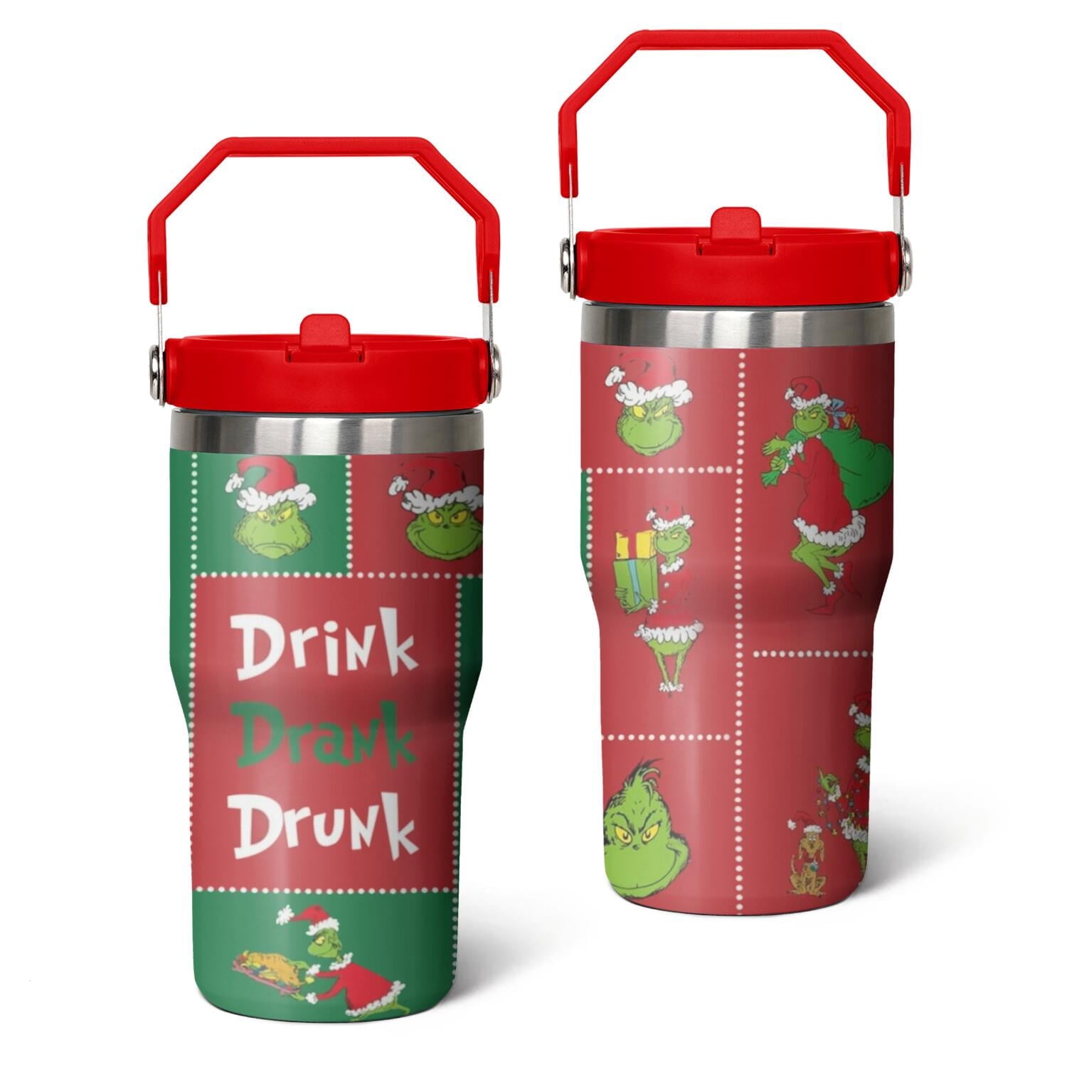 20oz Stainless Steel Tumbler with Lid and Straw,Spill Proof  Travel Cup Double Wall Vacuum Insulated Coffee Mug with Top Handle Crimson