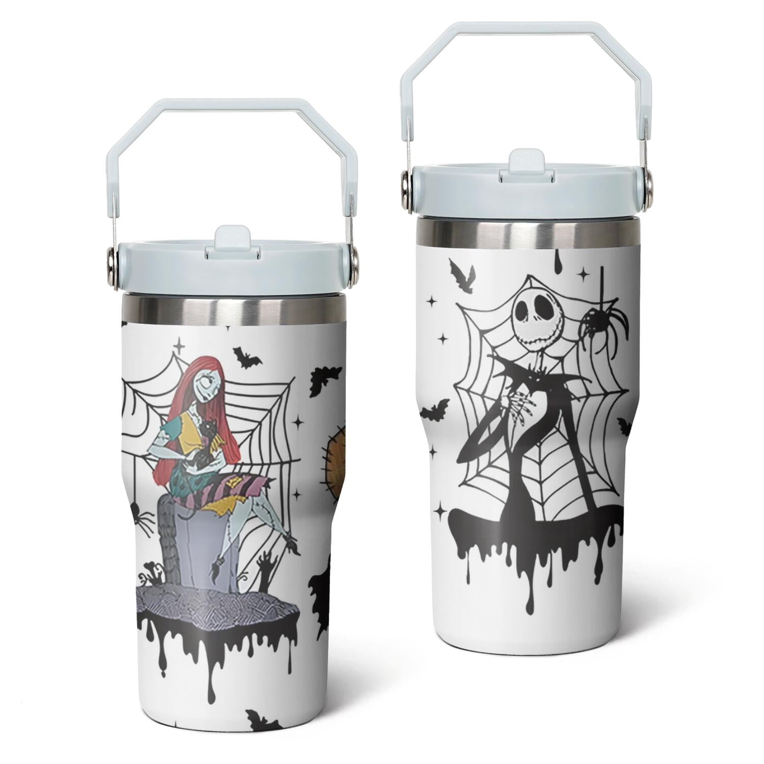 Herobuddy™ 20oz Halloween Nightmare Before Stainless Steel Tumbler with Lid and Straw,Spill - Reusable Stainless Steel Cup