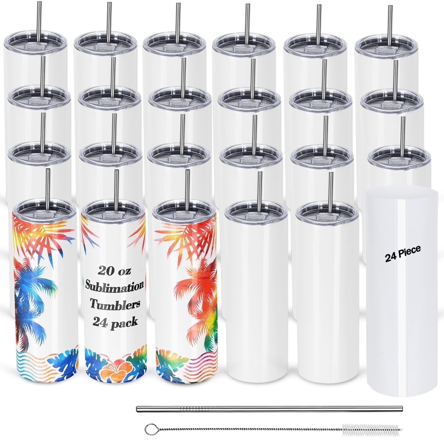 24 Pack, 20 oz Skinny sublimation Tumblers,  Insulated, Stainless Steel, Individually Boxed