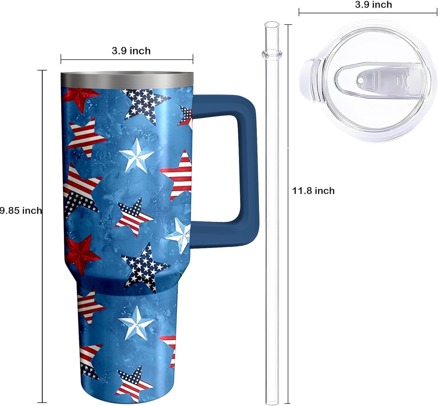 40oz American Flag 4th of july Tumbler With Handle and Straw, Gifts For Memorial Day Veterans day Independence day, Patriots Coffee Mug Water Bottle, Labor Day Stainless Steel Insulated Cup