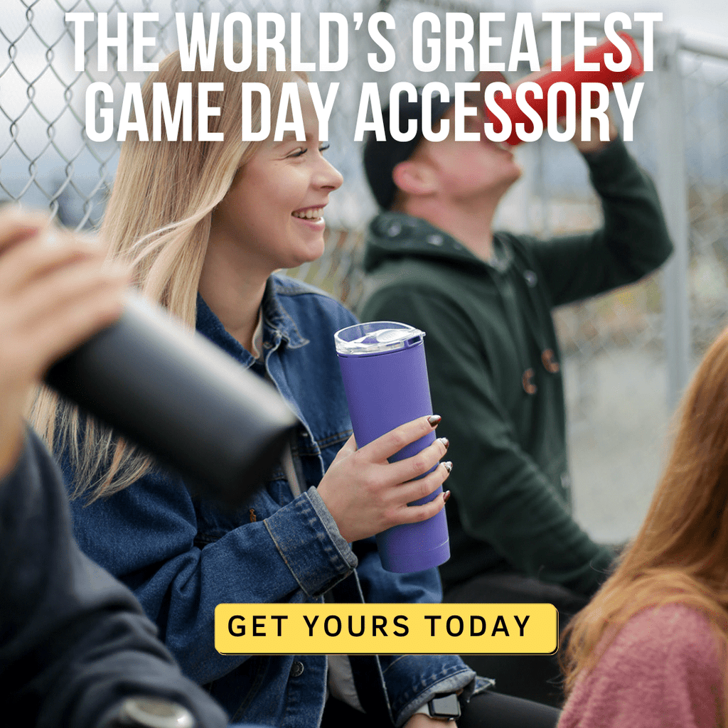 Loud Cup 23 oz Tumbler + Stadium Horn with Slide-Close Lid (Royal Purple) - Double-WallCup Reusable Water Bottle Coffee Travel Mug - Worlds Loudest Cup for Game Day