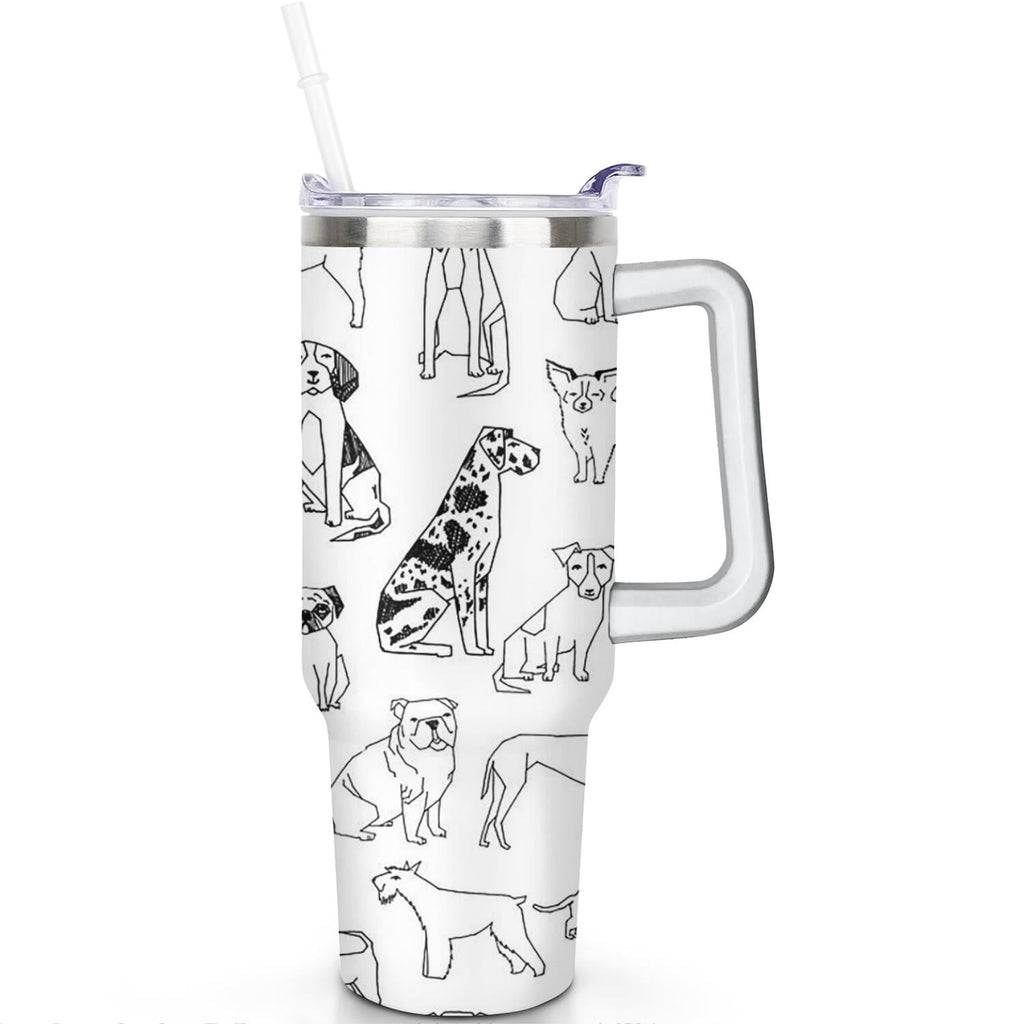 Gift for Dog Lovers Cute Dog Tumbler for Women - 40oz Dog Tumblers with Handle Straw and Lid Tumbler Cup Travel Coffee Mug