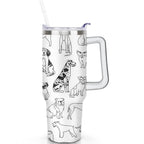Gift for Dog Lovers Cute Dog Tumbler for Women - 40oz Dog Tumblers with Handle Straw and Lid Tumbler Cup Travel Coffee Mug
