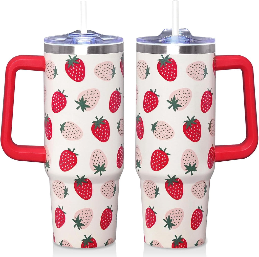 Herobuddy™ 30 Oz Blue Bow Tumbler with Handle and Straw, Insulated Stainless - Insulated Travel Coffee Mug