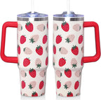 Herobuddy™ 30 Oz Blue Bow Tumbler with Handle and Straw, Insulated Stainless - Insulated Travel Coffee Mug