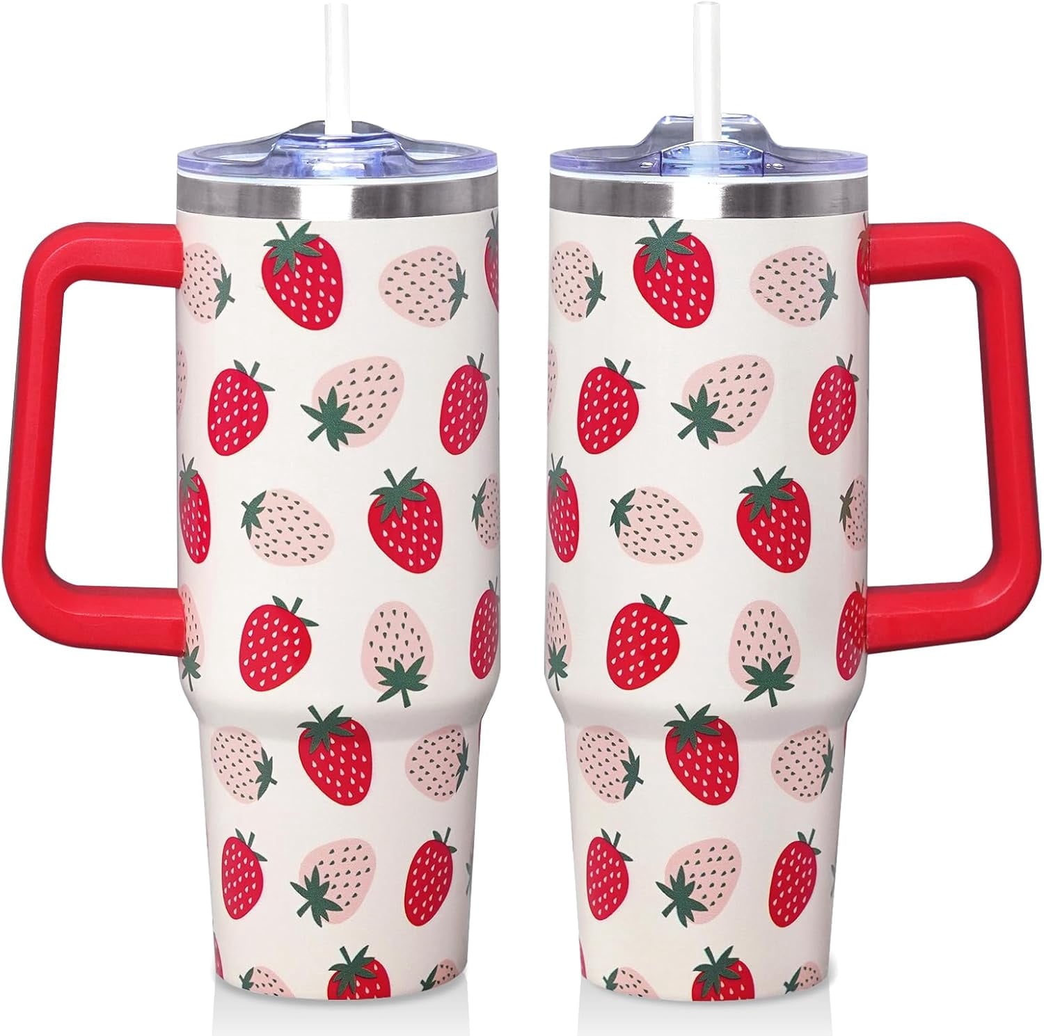 Herobuddy™ 30 Oz Blue Bow Tumbler with Handle and Straw, Insulated Stainless - Insulated Travel Coffee Mug