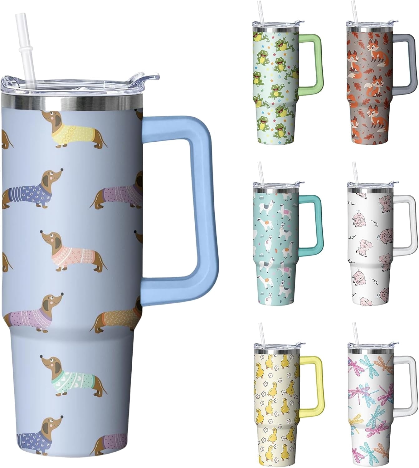 Herobuddy™ 30 oz Duck Tumbler with Handle and Straw, Insulated Stainless Steel - Insulated Travel Coffee Mug