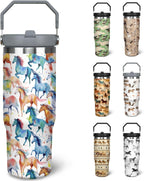 Herobuddy™ 30 oz Horse Tumbler With Handle and Straw, 30oz Horse Flip - Insulated Travel Coffee Mug