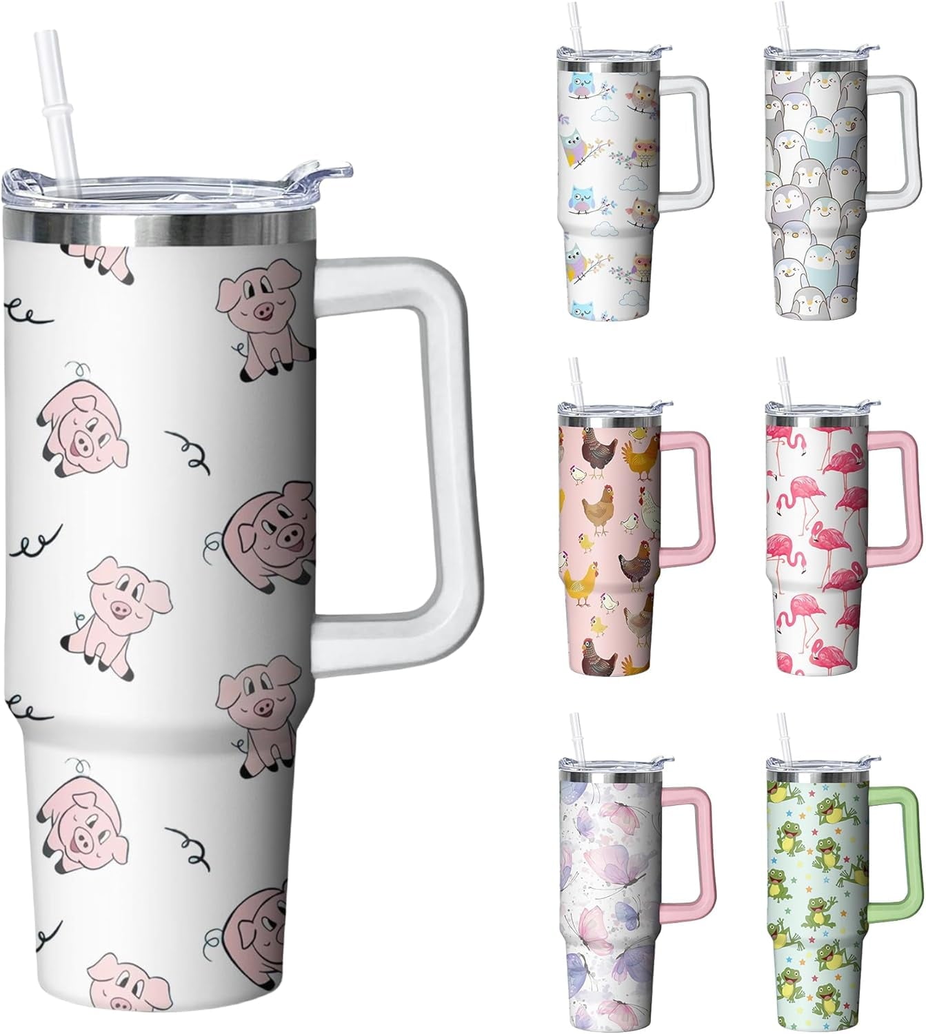 Herobuddy™ 30 oz Duck Tumbler with Handle and Straw, Insulated Stainless Steel - Insulated Travel Coffee Mug