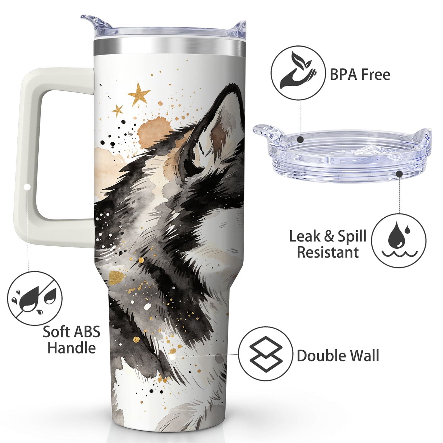 Husky Love Design Stainless Steel Tumbler, 40oz