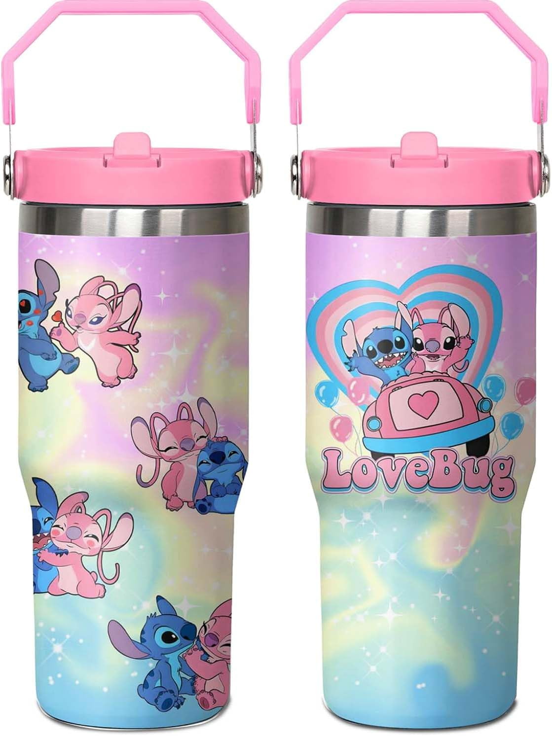30oz Cartoon Tumbler for Cartoon Lovers,Cartoon Movie Stainless Steel Tumbler with Handle and Flip Straw Travel Mug Tumbler Cup Keeps Drinks Cold & Hot, Style 2